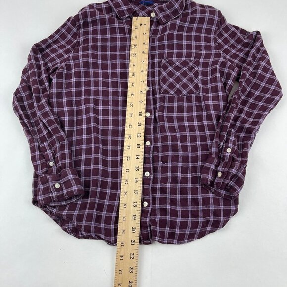 Aeropostale Button Up Shirt Womens Large Red Plaid Long Sleeve Pocket - Picture 7 of 9